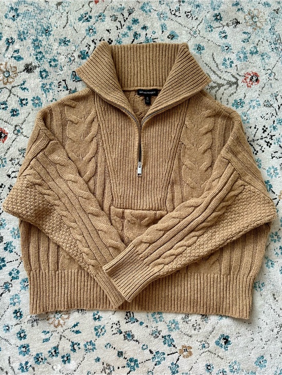 Banana Republic Sweaters - Banana Republic Camel Cable-Knit Half-Zip 100% Wool Sweater
